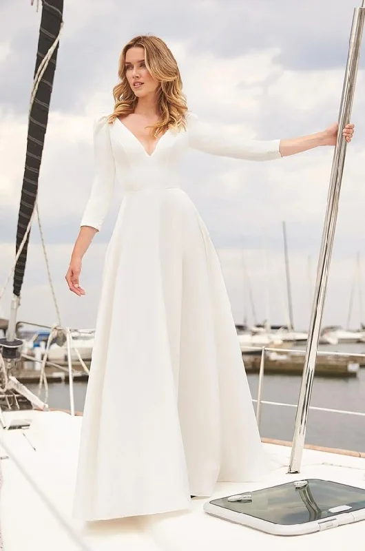 Wedding dress with stylish belt unique--Mikaella 2381 Gown