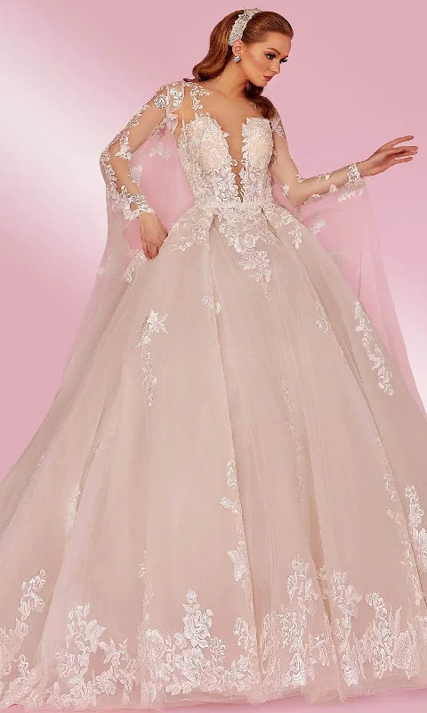 Wedding dress with sneakers casual chic--MNM Couture W2108 - Laced Cape Sleeve Ball Gown Wedding dress with sneakers casual chic--MNM Couture W2108 - Laced Cape Sleeve Ball Gown