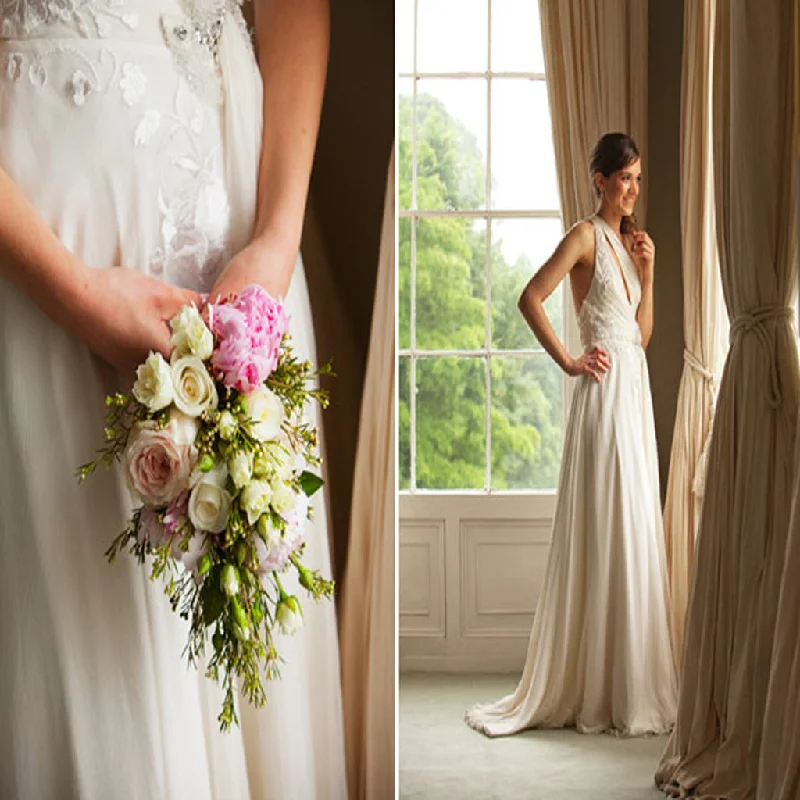 Dress for a rustic barn wedding outdoor style--Newest Ivory Lace Appliques Beading Unqiue Asymmetric Long A-line Wedding Dress, AB1112 Dress for a rustic barn wedding outdoor style--Newest Ivory Lace Appliques Beading Unqiue Asymmetric Long A-line Wedding Dress, AB1112