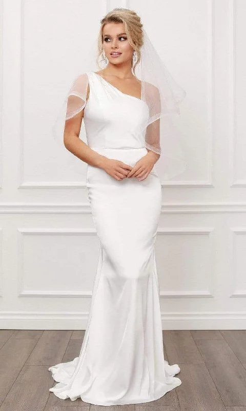 Wedding dress with faux fur cardigan warm--Nox Anabel - E483 Mermaid Dress