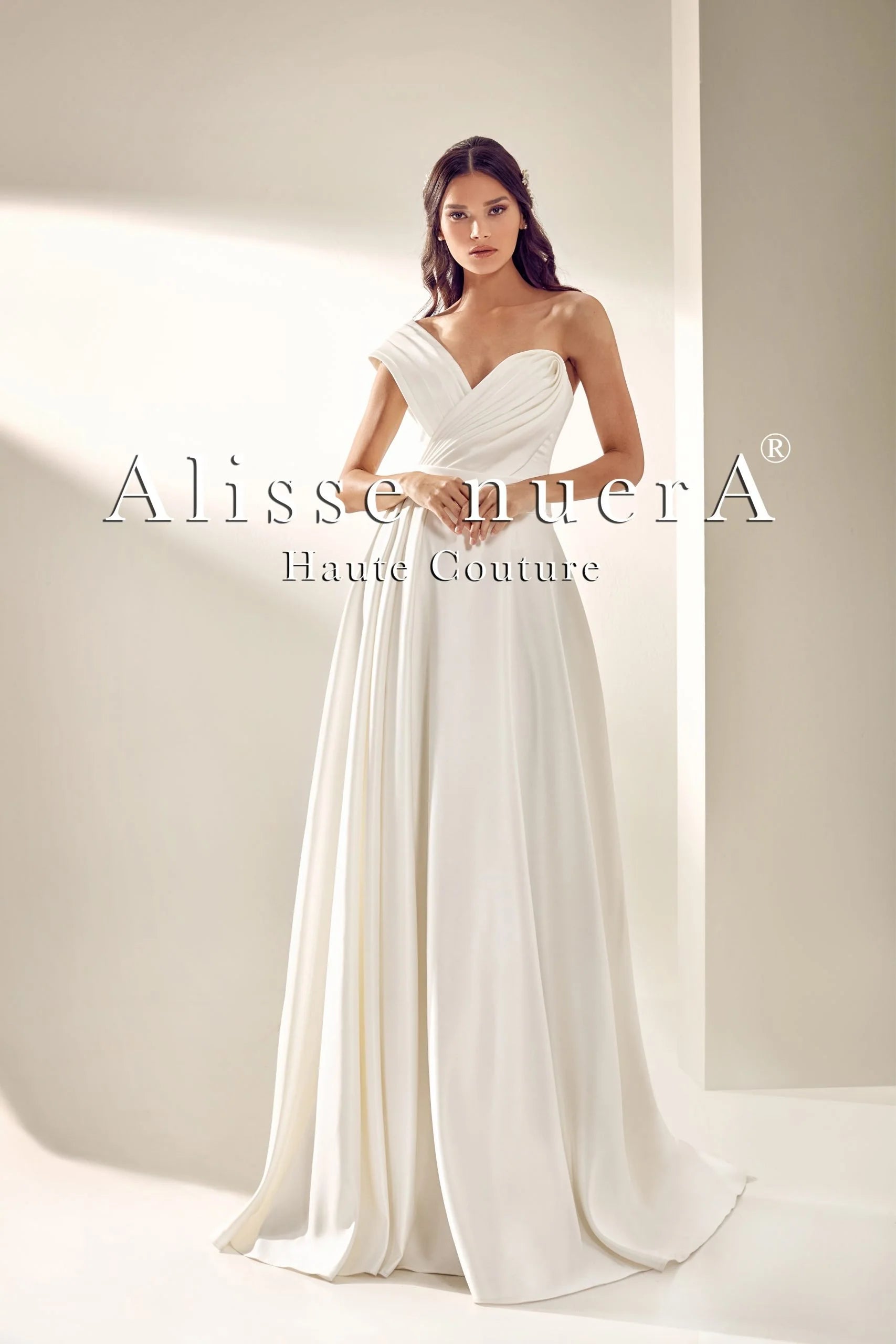 Dress for wedding glamorous style red carpet--One Shoulder Draped Off White Satin Grecian Bridal Dress Dress for wedding glamorous style red carpet--One Shoulder Draped Off White Satin Grecian Bridal Dress