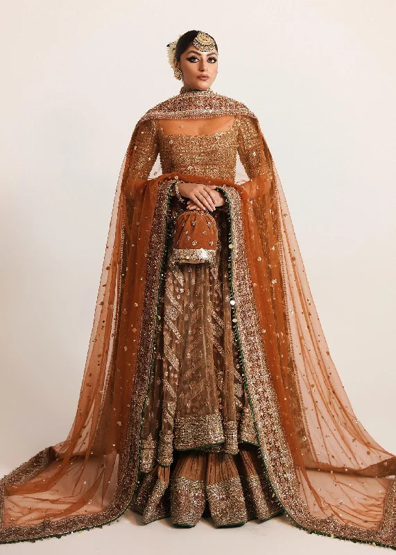 Wedding dress holiday celebration joy wow--Orange Lehnga Pishwas style for walima bridal