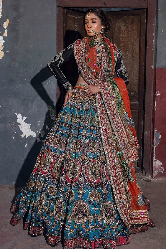 Wedding dress creates waistline nicely--Pakistan Bridal Dress In Multi Lehnga Choli