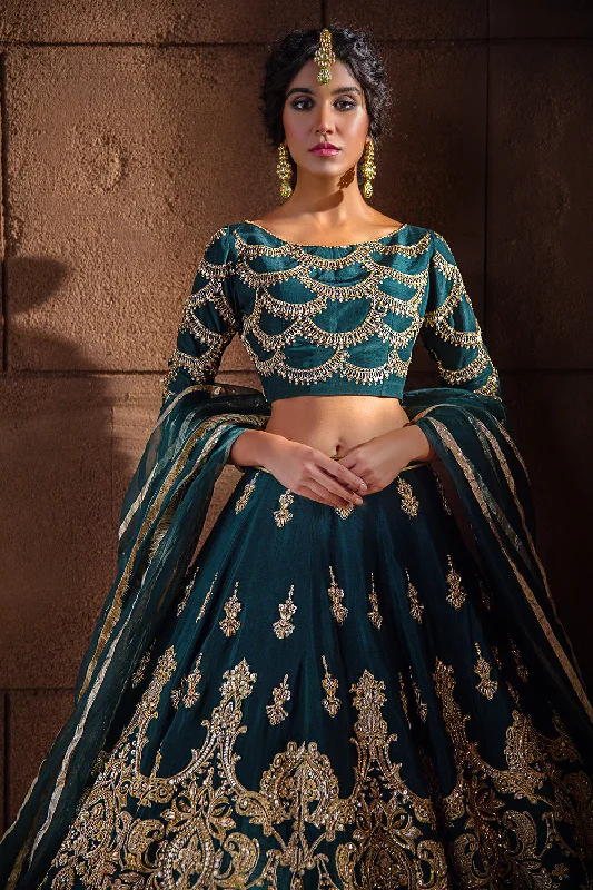 Dress for wedding cocktail attire reception--Pakistani Bridal Lehnga Choli Dress Dark Green Dress for wedding cocktail attire reception--Pakistani Bridal Lehnga Choli Dress Dark Green