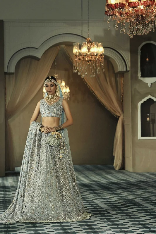 Dress for wedding themed event costume fun--Pakistani Bridal Dress Lehenga Choli In Ice Grey