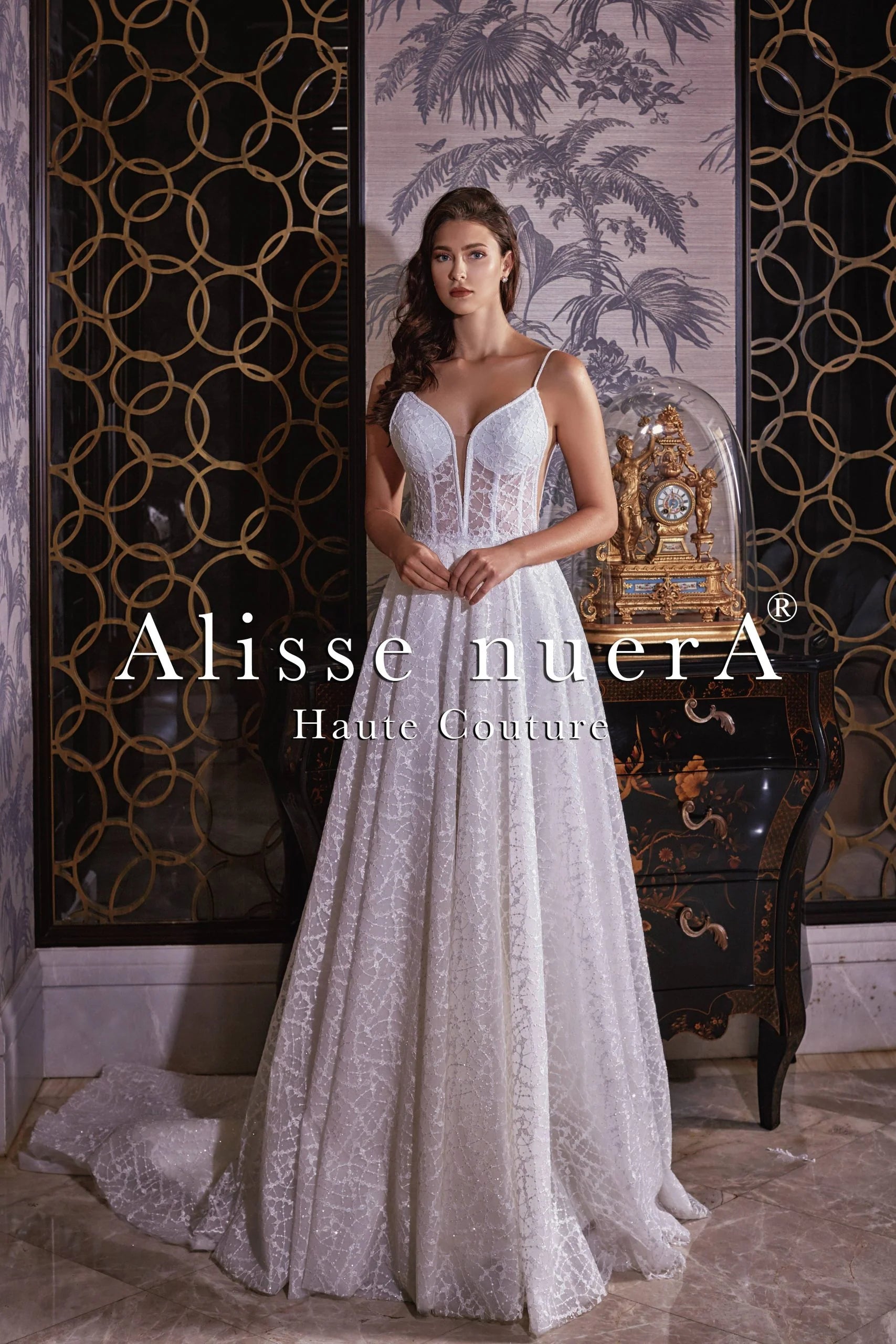 Wedding dress one-shoulder design style--Plunging Spaghetti Strap Shimmering Tulle A Line Bridal Party Dress Wedding dress one-shoulder design style--Plunging Spaghetti Strap Shimmering Tulle A Line Bridal Party Dress