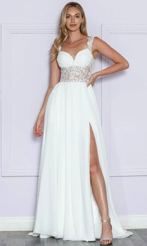 Dress for wedding convivial atmosphere warm--Poly USA 9376 - A-Line Illusion Bodice Prom Dress Dress for wedding convivial atmosphere warm--Poly USA 9376 - A-Line Illusion Bodice Prom Dress