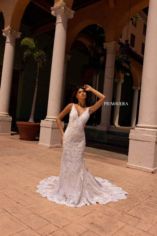 Wedding dress accentuates curves really--Primavera Bridal 11101 - Embroidered Sleeveless Dress Wedding dress accentuates curves really--Primavera Bridal 11101 - Embroidered Sleeveless Dress