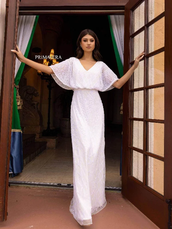 Wedding dress abstract design art style now--Primavera Bridal 11120 - Short Bell Sleeve Sequin Dress Wedding dress abstract design art style now--Primavera Bridal 11120 - Short Bell Sleeve Sequin Dress