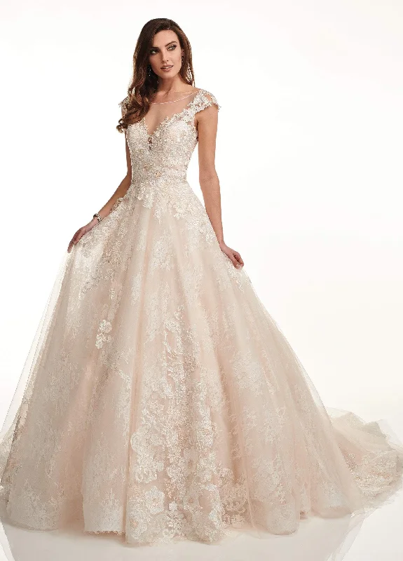 Wedding dress for a garden wedding theme--Rachel Allan M728 - Illusion Bateau Lace Accent Bridal Dress Wedding dress for a garden wedding theme--Rachel Allan M728 - Illusion Bateau Lace Accent Bridal Dress