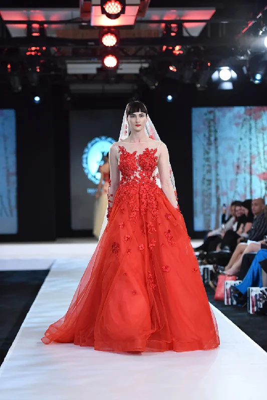 Wedding dress original creation styles--Red Ball Gown (#Regine)