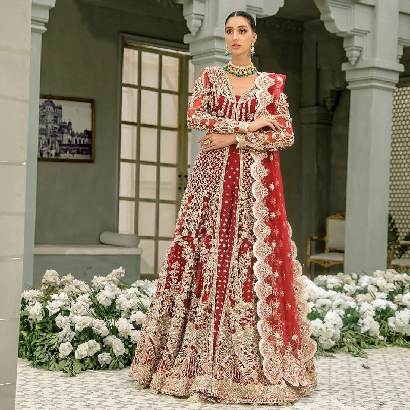 Wedding dress creates waistline nicely--Pakistani Wedding Dresses Red Front Open Gown Lehenga Wedding dress creates waistline nicely--Pakistani Wedding Dresses Red Front Open Gown Lehenga