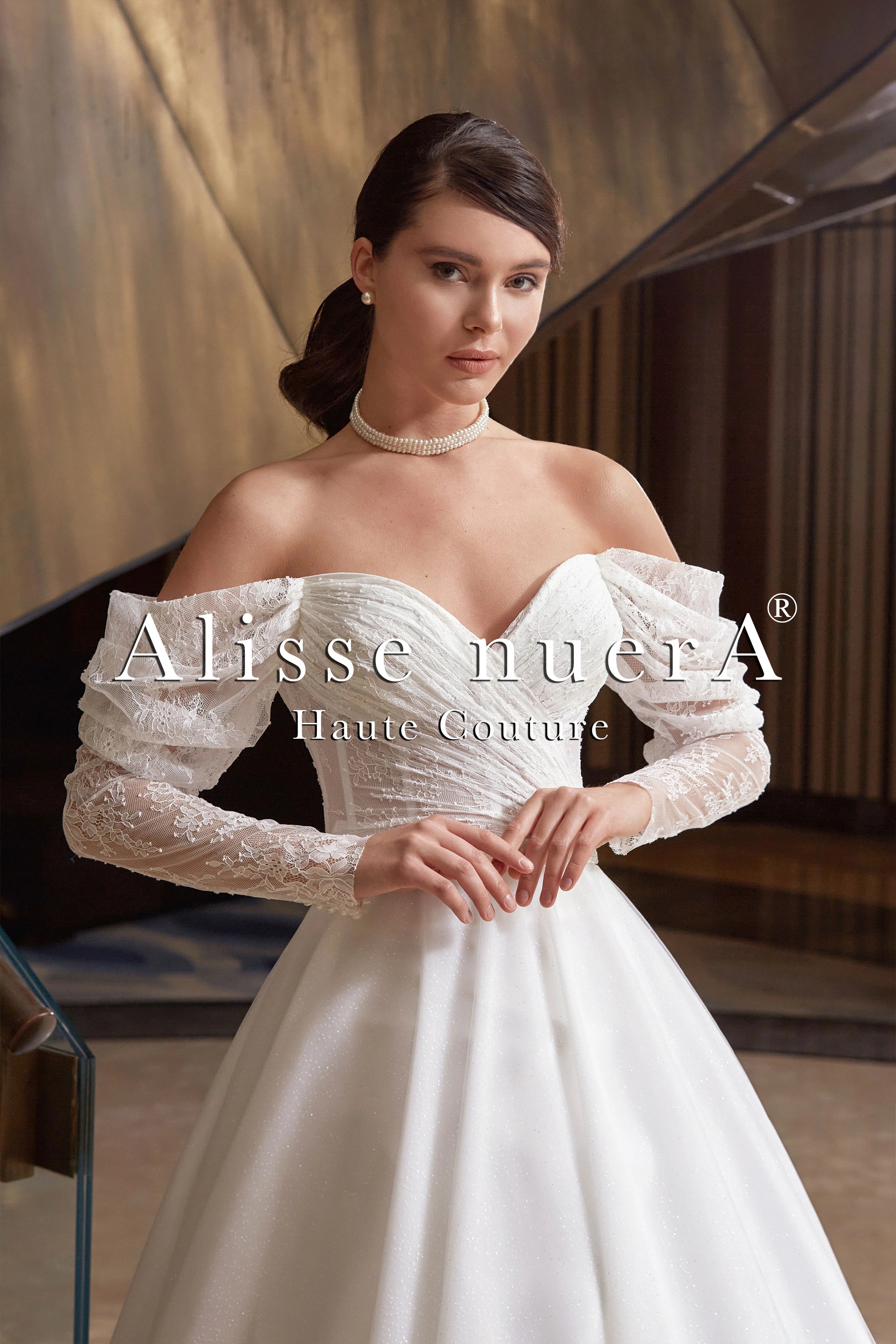 Wedding dress that is stunning amazing--Romantic Off Shoulder Drape Sleeve Surplice Bridal Gown with Sparkling Stone Belt Wedding dress that is stunning amazing--Romantic Off Shoulder Drape Sleeve Surplice Bridal Gown with Sparkling Stone Belt