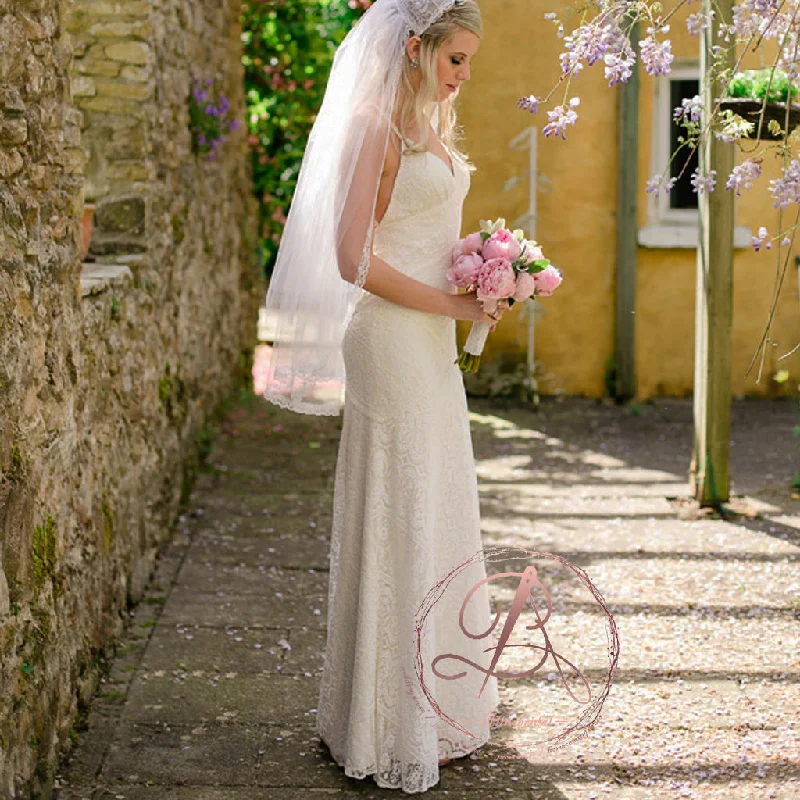 Wedding dress: style guide for events--Sexy Spaghetti Strap Criss-Cross Backless V-neck Charming Popular Ivory Lace Wedding Dresses, AB1123