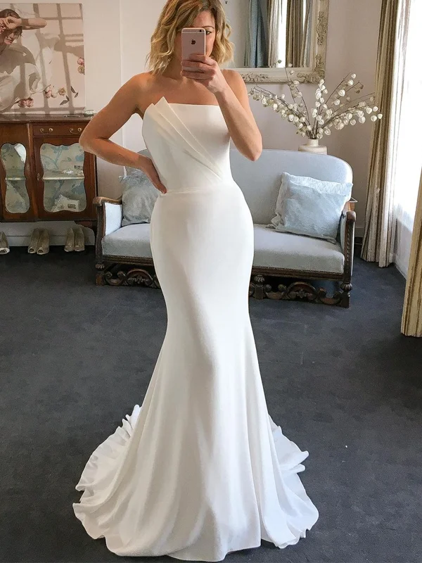 Wedding dress that gives back profits best--Simple Strapless Mermaid Long Wedding Dress, WD3026 Wedding dress that gives back profits best--Simple Strapless Mermaid Long Wedding Dress, WD3026