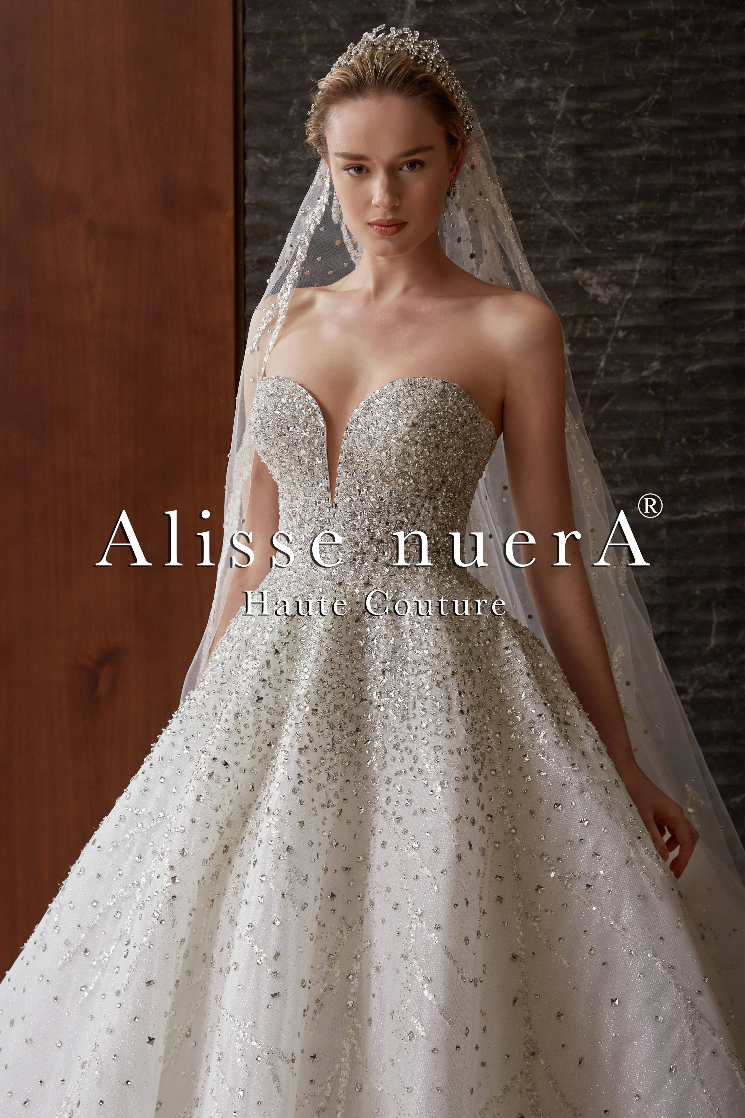 Dress for wedding memorable festivity joy--Sparkle Strapless Princess Wedding Dress with Rhinestone Embellished Long Veil