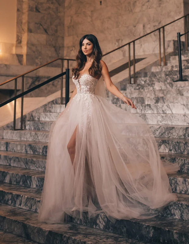 Wedding dress: sustainable options help--Strapless Lace Wedding Dress (#Nathalia)