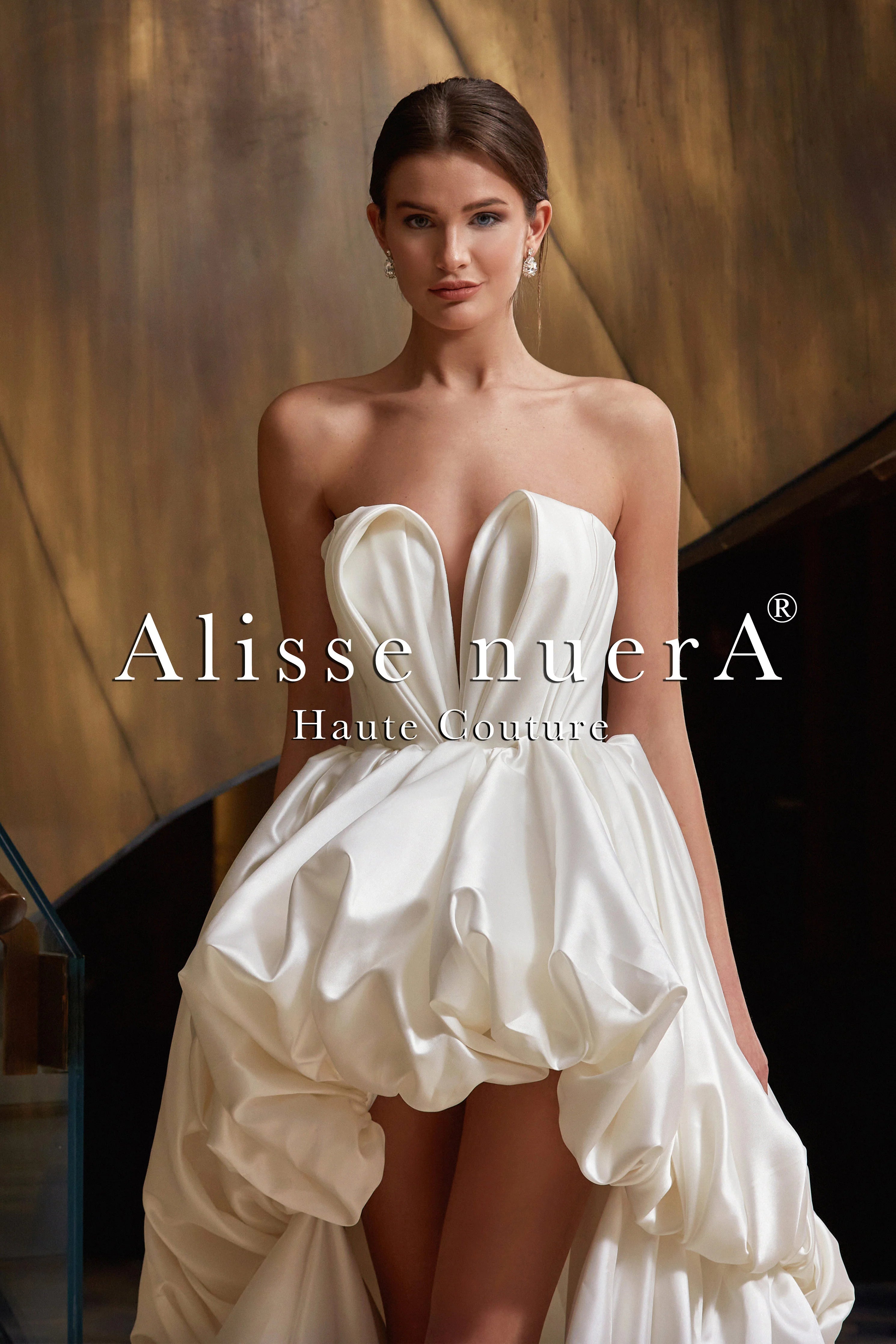 Wedding dress: personal style guide tips--Sweetheart Ivory Satin Mullet Wedding Dress with Balloon Sleeve