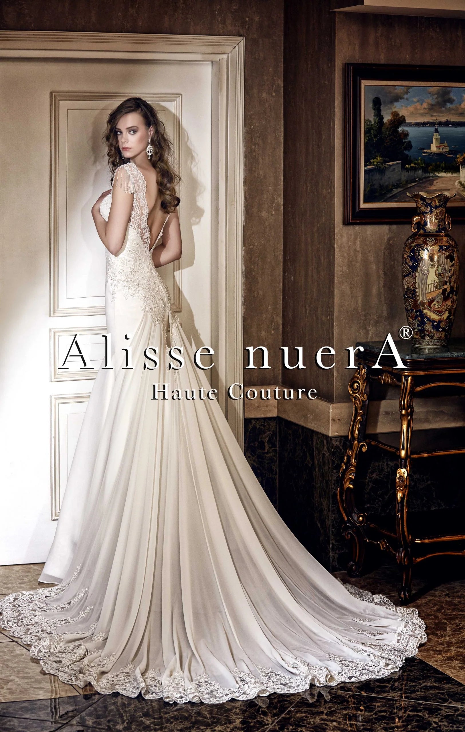 Wedding dress: accessorize the look--Sweetheart Neck Lace Applique Strap Fringe Shoulder Bridal Dress with Chiffon Train Wedding dress: accessorize the look--Sweetheart Neck Lace Applique Strap Fringe Shoulder Bridal Dress with Chiffon Train