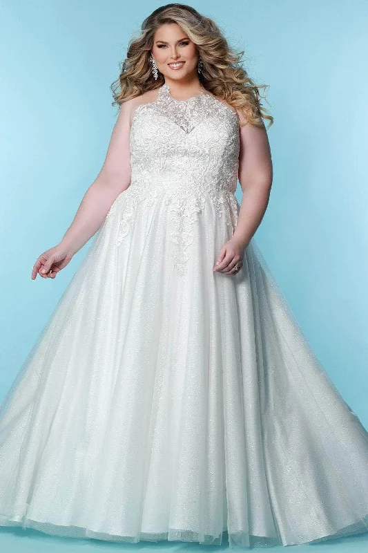 Wedding dress bespoke tailoring service--Sydney's Closet Bridal SC5284 - Halter Neck Glittered Gown Wedding dress bespoke tailoring service--Sydney's Closet Bridal SC5284 - Halter Neck Glittered Gown