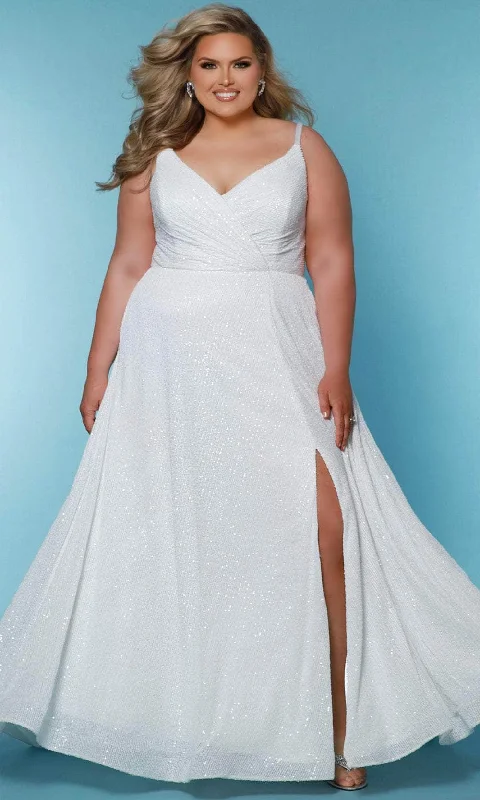 Wedding dress: hair and makeup style--Sydney's Closet Bridal SC5305 - V-Neck Surplice Bodice Gown Wedding dress: hair and makeup style--Sydney's Closet Bridal SC5305 - V-Neck Surplice Bodice Gown