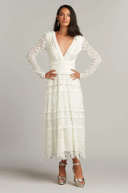 Dress for a rustic barn wedding outdoor style--Tadashi Shoji BQU21062MD - Embroidered V-Neck Formal Dress Dress for a rustic barn wedding outdoor style--Tadashi Shoji BQU21062MD - Embroidered V-Neck Formal Dress