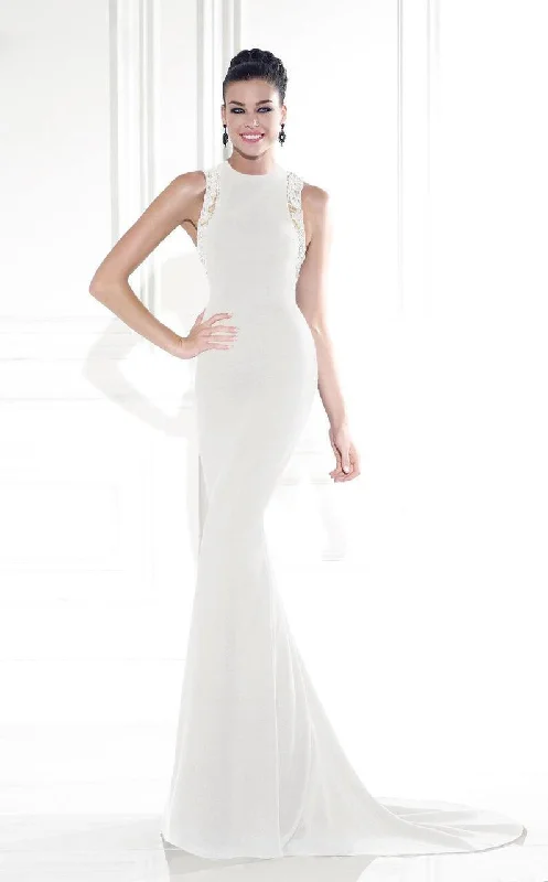 Wedding dress boat wedding theme special--Tarik Ediz - 92569 Ornate Jewel Gown - 1 pc Cream In Size 2 Available