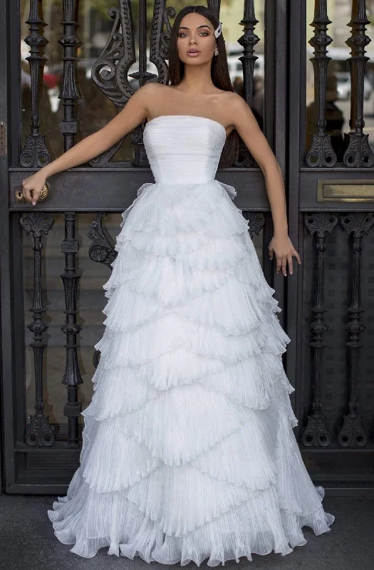 Wedding dress like Meghan Markle's style icon--Tarik Ediz - 93825 Strapless Ruched Peplum Layered Gown Wedding dress like Meghan Markle's style icon--Tarik Ediz - 93825 Strapless Ruched Peplum Layered Gown