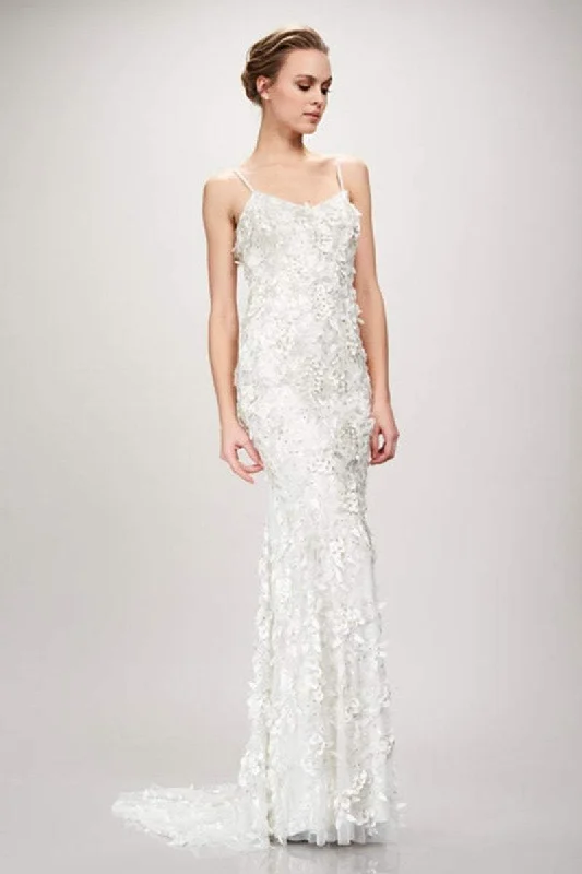 Wedding dress in velvet fabric winter night--Theia - Theia Spaghetti Strap Embellished Mesh Dress 890440SC Wedding dress in velvet fabric winter night--Theia - Theia Spaghetti Strap Embellished Mesh Dress 890440SC