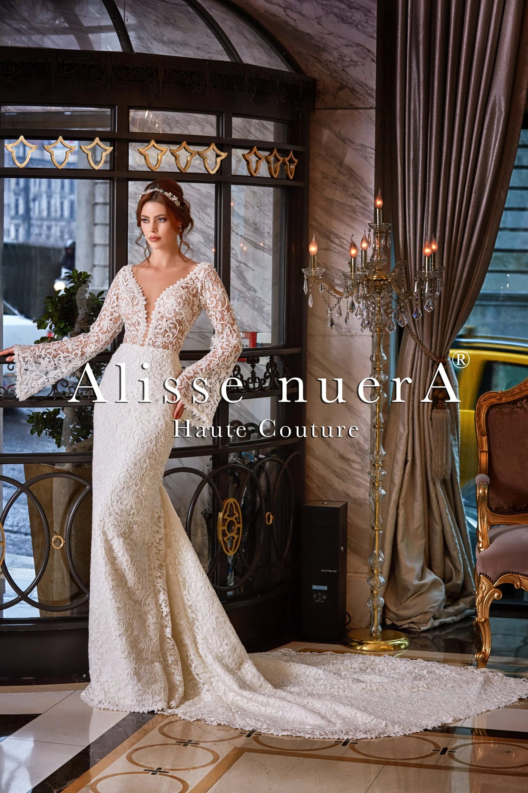 Dress for wedding modern style minimalist--Transparent Top Lace Bridal Dress with Button Down Back Dress for wedding modern style minimalist--Transparent Top Lace Bridal Dress with Button Down Back