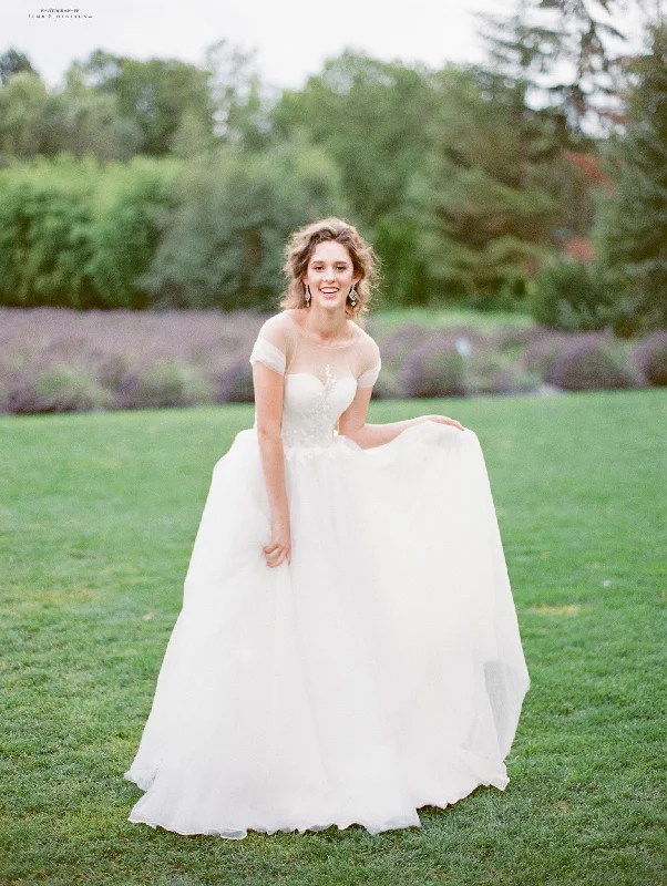 Wedding dress one-shoulder design style--Tulle Wedding Ball Gown (Style #Angelica)
