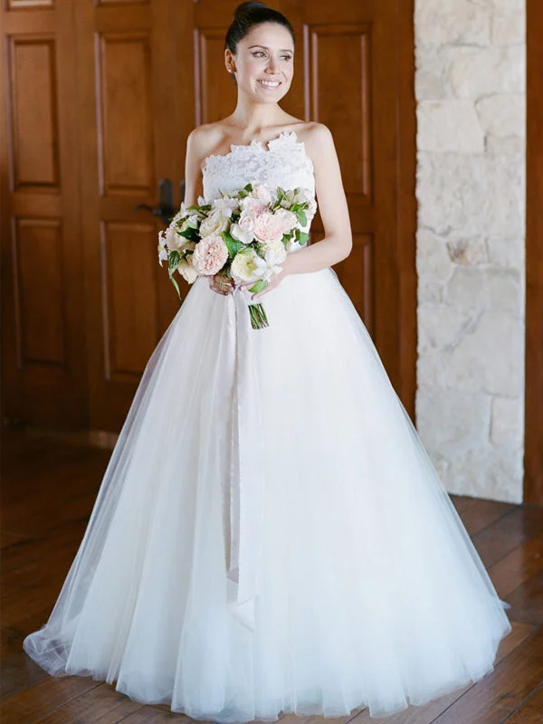 Wedding dress handmade design custom--Unique Strapless Lace Tulle Ball Gown Wedding Dresses, AB1529 Wedding dress handmade design custom--Unique Strapless Lace Tulle Ball Gown Wedding Dresses, AB1529
