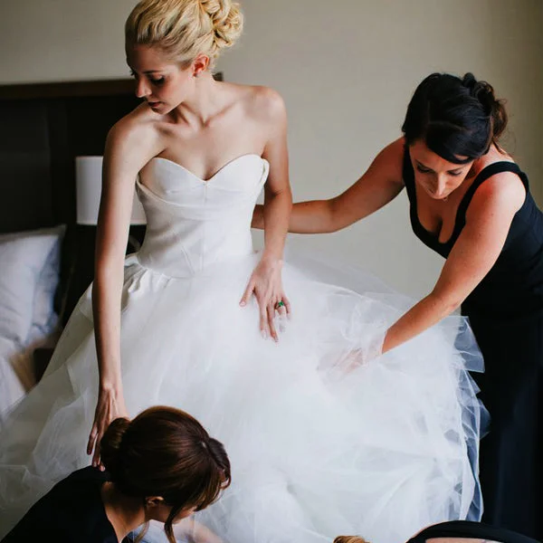 Wedding dress that is versatile after party--Vintage Ivory Satin Tulle Sweetheart Strapless Ball Gown Wedding Dresses, AB1167 Wedding dress that is versatile after party--Vintage Ivory Satin Tulle Sweetheart Strapless Ball Gown Wedding Dresses, AB1167