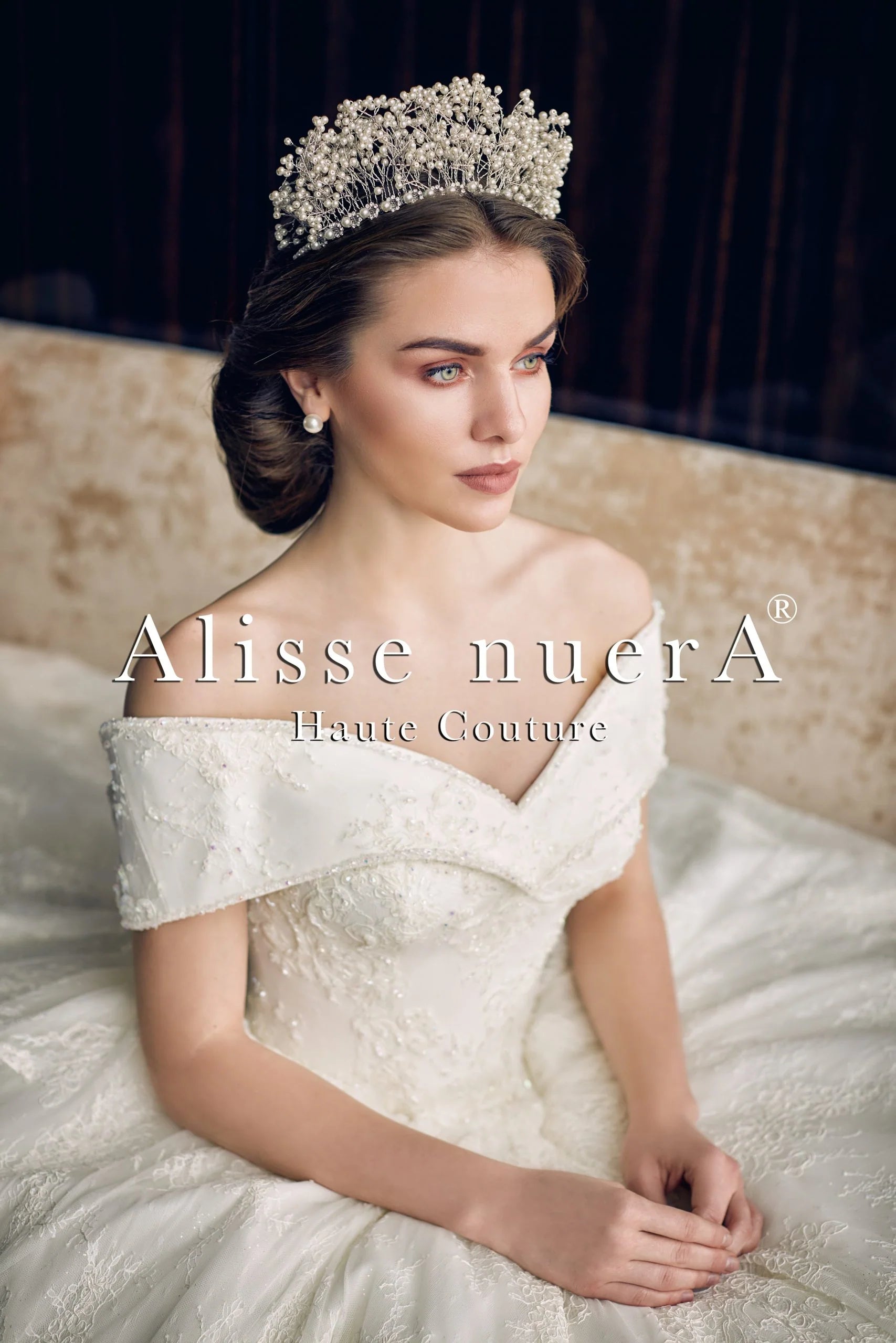 Wedding dress like old Hollywood glamour icon--Vintage Look Ivory Empress Wedding Dress with Off Shoulder Neckline Wedding dress like old Hollywood glamour icon--Vintage Look Ivory Empress Wedding Dress with Off Shoulder Neckline