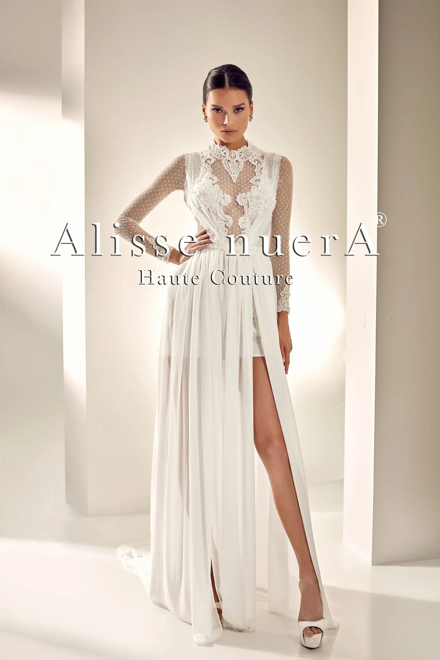 Wedding dress that's show-stopping now wow--Vintage Polka Dot Mini Bridal Dress and Long Chiffon Overlay Skirt Wedding dress that's show-stopping now wow--Vintage Polka Dot Mini Bridal Dress and Long Chiffon Overlay Skirt