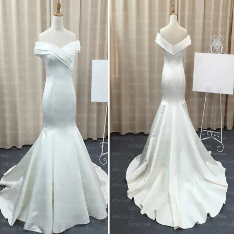 Wedding dress with pockets convenient choice--Mermaid Stain Ivory Simple Charming Elegant Cheap Wedding Dresses Bridal Gown, WD0154 Wedding dress with pockets convenient choice--Mermaid Stain Ivory Simple Charming Elegant Cheap Wedding Dresses Bridal Gown, WD0154