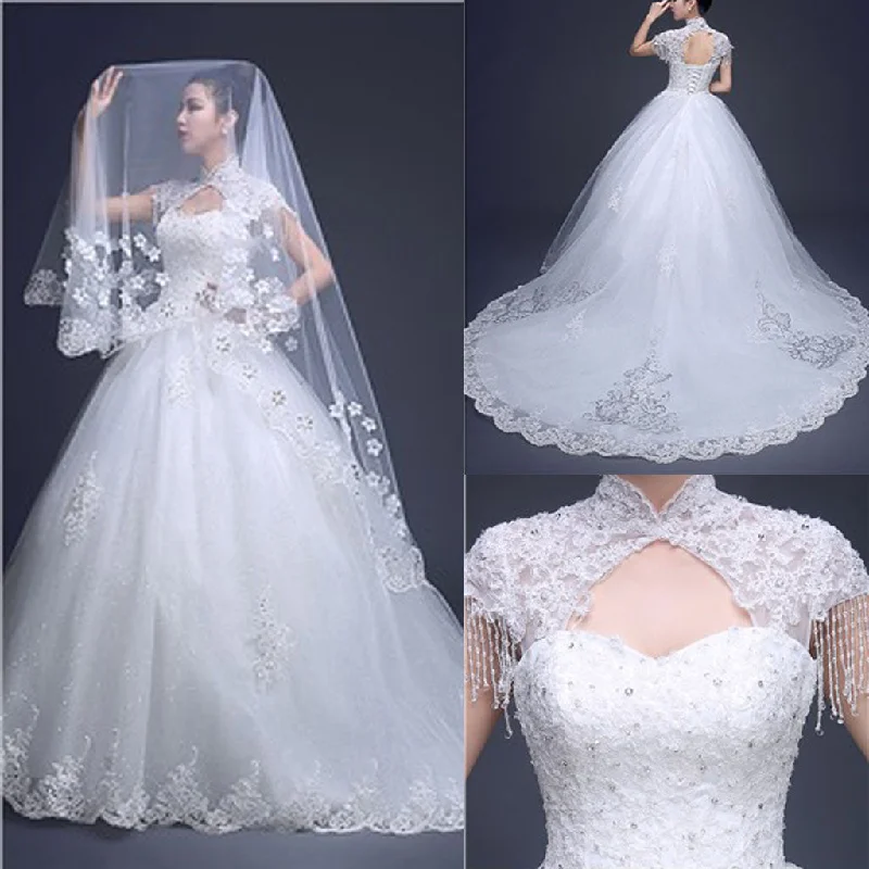 Wedding dress: hair and makeup style--Charming High Neck Cap Sleeve Long A-line Open Back Lace Tulle Wedding Dresses, WD0171 Wedding dress: hair and makeup style--Charming High Neck Cap Sleeve Long A-line Open Back Lace Tulle Wedding Dresses, WD0171