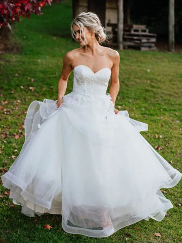 Wedding dress reflects your own style now--White Tulle Sweetheart Strapless Backless Ball Gown Wedding Dresses, AB1567 Wedding dress reflects your own style now--White Tulle Sweetheart Strapless Backless Ball Gown Wedding Dresses, AB1567