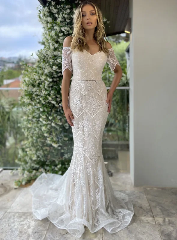 evening gowns with side pleats-Izzy Gown JX5054 by Jadore Evening
